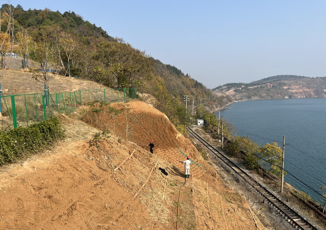 这是生态修复后的向山镇凹山采场一角（11月8日摄）。新华社记者 杜宇 摄